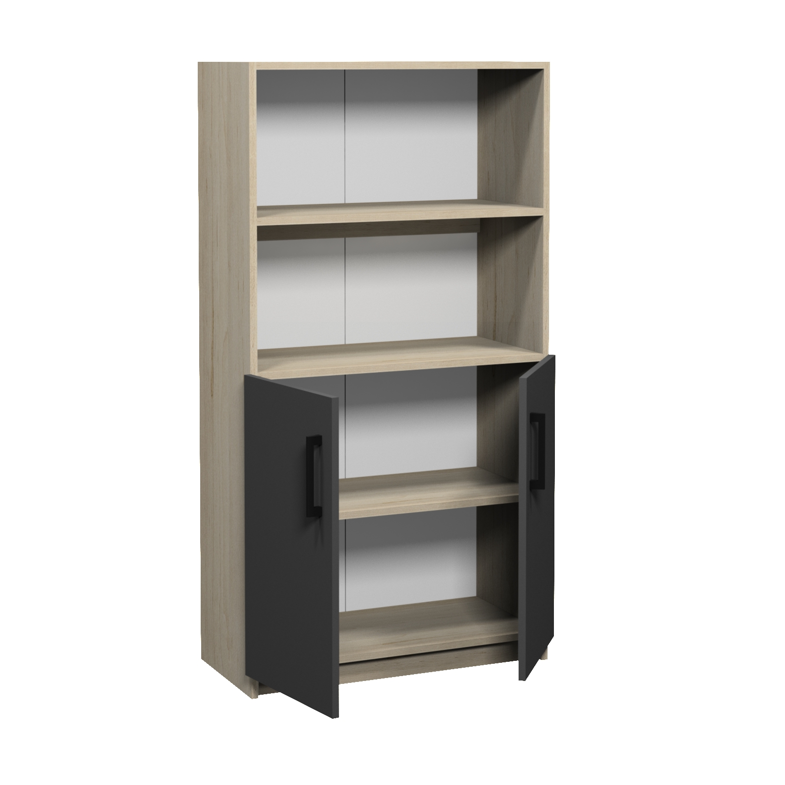 Напівзакрита шафа з 4-ма полицями, матеріал корпусу - ЛДСП, для зберігання речей, АЛМАНТ, 800х370х1515 мм.